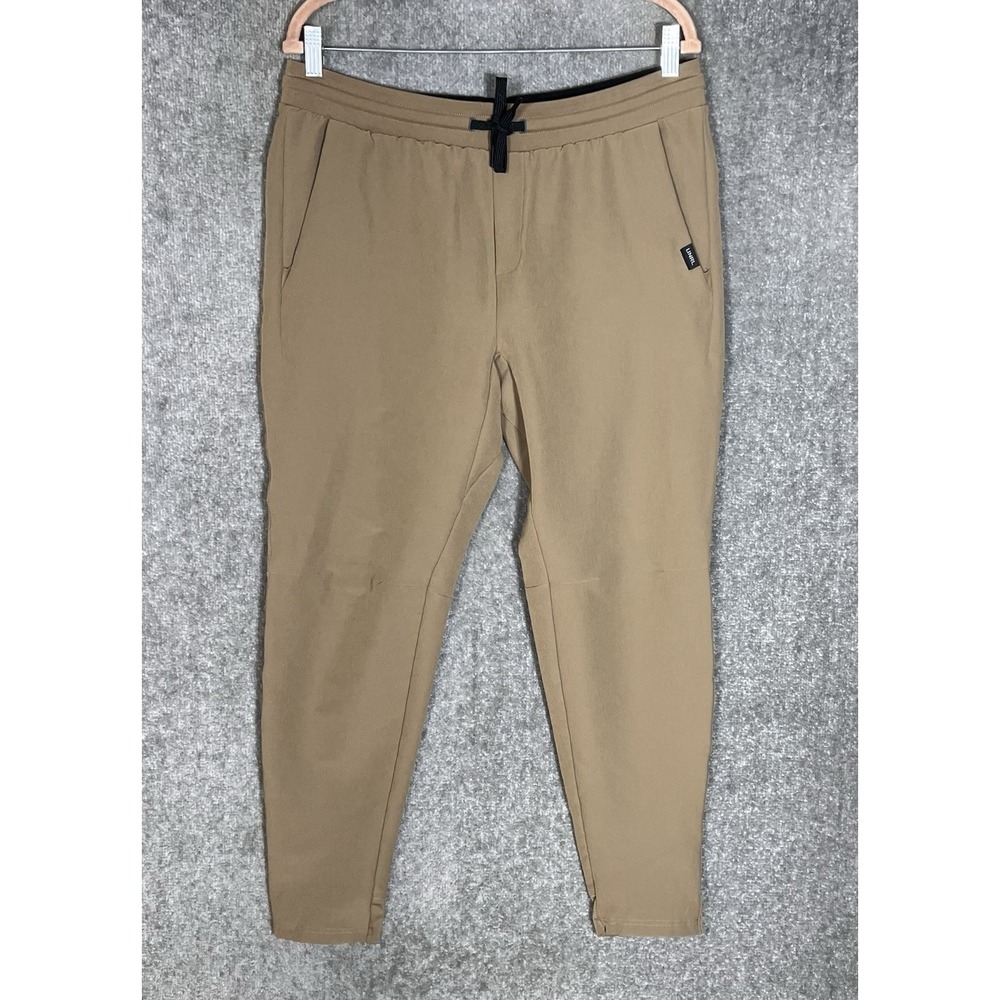 UNRL Performance Pants Mens Sz Large Taupe Brown Stretch Pockets Jogger Tapered